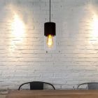 Zwarte hanglamp Zino, glas
