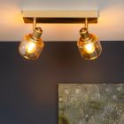 Gouden klassieke plafondspot, Bjorn, glas