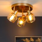 Gouden klassieke plafondspot, Bjorn, glas