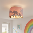 Roze dieren kinderkamer plafondlamp Safari, Binnenzijde doorschijnend