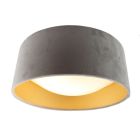 Grijze velours plafondlamp met gouden binnenzijde
