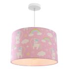 Stoffen kinderkamer hanglamp roze, Unicorn