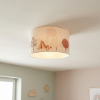 Stoffen kinderkamer plafondlamp wit, Bosdiertjes