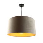 Hanglamp Urvin, grijs met goud velours, 40 cm