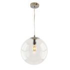 Bol hanglamp Dolf, chroom ophangpendel, Transp. glas, 20cm