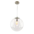 Bol hanglamp Dolf, nikkel ophangpendel, Transp. glas, 30cm