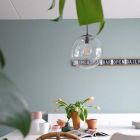 Bol hanglamp Dolf, zwarte ophangpendel, Transp. glas, 40cm