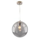 Bol hanglamp Dolf, nikkel ophangpendel, rookglas, 20cm