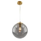 Bol hanglamp Dolf, brons ophangpendel, rookglas, 30cm