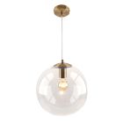 Bol hanglamp Dolf, gouden ophangpendel, Transp. glas, 40cm
