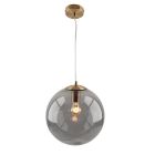 Bol hanglamp Dolf, gouden ophangpendel, rookglas, 40cm