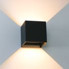 Zwarte buiten wandlamp Dion, aluminium, modern, IP65, dim-to-warm