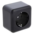 Q-Link opbouw contactdoos 1-voudig, met kinderbeveiliging en randaarde, zwart