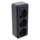 Q-Link opbouw contactdoos 3-voudig, met kinderbeveiliging en randaarde, zwart