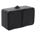 Q-Link 2-voudige contactdoos opbouw, randaarde, spatwaterdicht, horizontaal
