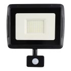 Zwarte LED schijnwerper met sensor Miro, 50W, 6000K