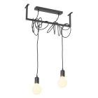 Industriële hanglamp Lauraine, zwart, staal, 2L