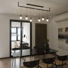 Industriële hanglamp Lauraine, zwart, staal, 6L