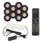 10 zwarte veranda inbouwspots Dico, IP65, incl. aansluitset en afstandbediening