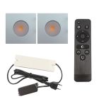 2 vierkante geborsteld Chroom veranda inbouwspots Dico, IP65, incl. aansluitset en afstandbediening