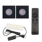 2 vierkante zwarte veranda inbouwspots Dico, IP65, incl. aansluitset en afstandbediening