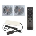 2 kantelbare veranda spots Rona vierkant, IP44, met aansluitset en afstandsbediening, geborsteld chroom