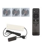 3 kantelbare veranda spots Rona vierkant, IP44, met aansluitset en afstandsbediening, geborsteld chroom