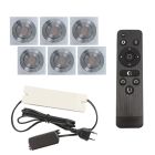 6 kantelbare veranda spots Rona vierkant, IP44, met aansluitset en afstandsbediening, geborsteld chroom