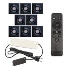 8 kantelbare veranda spots Rona vierkant, IP44, met aansluitset en afstandsbediening, zwart