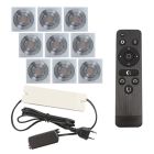 9 kantelbare veranda spots Rona vierkant, IP44, met aansluitset en afstandsbediening, geborsteld chroom