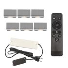 6 vierkante geborsteld Chroom veranda opbouwspots Fredo, IP44, incl. aansluitset en afstandbediening