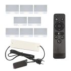 8 vierkante witte veranda opbouwspots Fredo, IP44, incl. aansluitset en afstandbediening