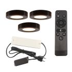 3 ronde keukenkast lampjes zwart, Sana, incl. aansluitset en afstandbediening