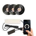 3 kantelbare smart veranda spots Rona, IP44, met aansluitset, zwart