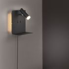 Zwarte wandlamp design, Ricciolo, 3W, 3000K LED, met schakelaar