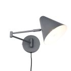 Antraciete wandlamp modern, Jille, met schakelaar