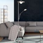 Nikkelen staande leeslamp modern, Yazid, 32W, in lichtkleur verstelbare LED, met touchdimmer