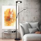 Zwarte staande leeslamp modern, Yazid, 32W, in lichtkleur verstelbare LED, met touchdimmer