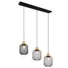 Gaas hanglamp Cristel 3L, zwart, modern