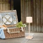 Bruine oplaadbare buiten tafellamp modern, Lakisha, 1,5W, white switch LED, IP54, met touchdimmer