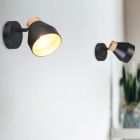 Zwarte wandspot modern, Riette, met schakelaar