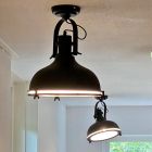 Mat zwarte plafondlamp Liga, Industrie look
