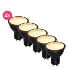 5-pack Zwarte GU10 LED spot Antonie, 3 Watt, 2700K (Warm wit)