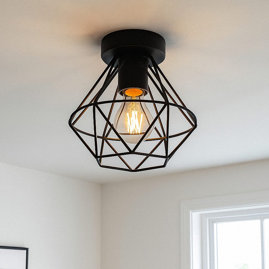Industriële Plafondlamp Met 4 Koppen, E27 Vintage Plafondlamp Zonder Gloeilampen Voor Verlichting En Interieurdecoratie Diameter 42 Cm