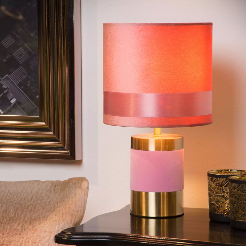 Roze tafellamp fluweel en kristal kopen