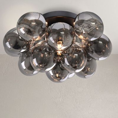 Metalen plafondlamp zwart, Cyril, met 15 glazen bollen