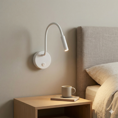 Moderne bedlamp wit, Fiona, met schakelaar