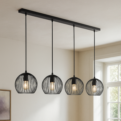 Zwarte langwerpige 4L hanglamp Wiro bolvormig, klein