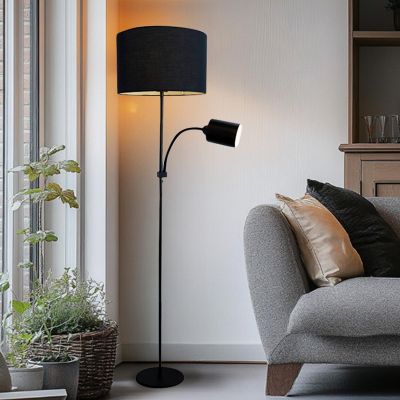 Moderne staande leeslamp zwart, Zev, met schakelaar