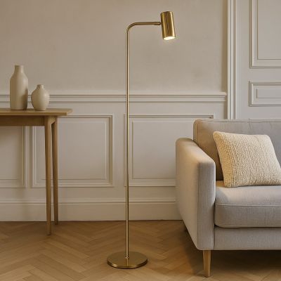 Moderne vloerlamp messing, Carlos, met schakelaar